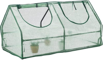Famanu – Kweekkas met puntdak, 60 x 120 x 60 cm, 2 ramen, tomatenkas van PE, donkergroen