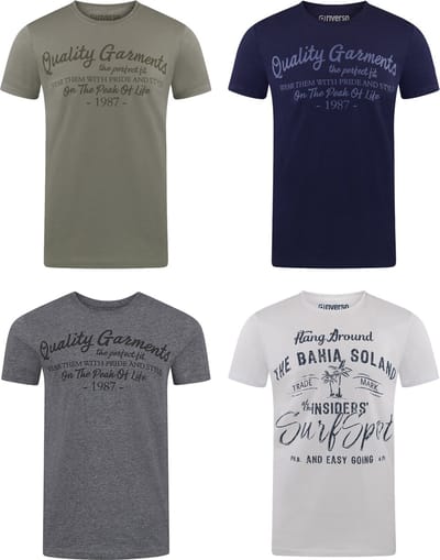 riverso Heren T-Shirt RIVLeon 4 Pack regular fit Veelkleurig M Ronde Hals Volwassenen - gemaakt van 100% katoen