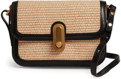 Ted Baker schoudertas KKassie Twist Lock Detail Raffia Crossbody Bag Black beige