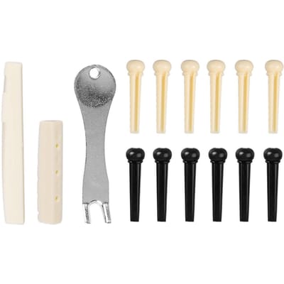 Metalen Gitaar Pin Trekker Plastic Gitaar Pin Zadel Moer Set Vervanging voor Gitaristen Zwart Geel beige