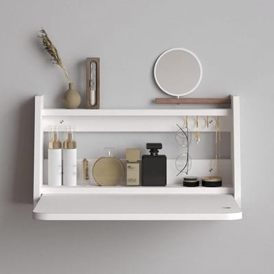Zwevende Kaptafel - Make-up Bureau - Kleine Ruimtes - Met Spiegel - 60 cm - Houtkleur