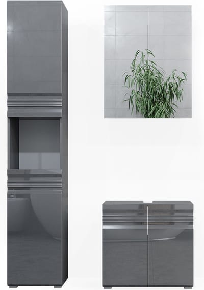 Vicco Badkamermeubel set Fredd, Antraciet Hoogglans, 3-delig
