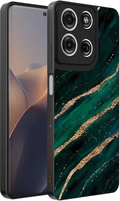 Geschikt voor Motorola Edge 60 Pro Telefoonhoesje met marmer opdruk - TPU backcover case marble design - Groen Goud - Smartphonica geschikt voor Motorola Edge 60 Pro
