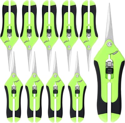 Set van 10 Tuinscharen van 17 cm, Ergonomische Handscharen met RVS Bladen, Ideaal voor Snoeien en Oogsten van Planten en Bloemen