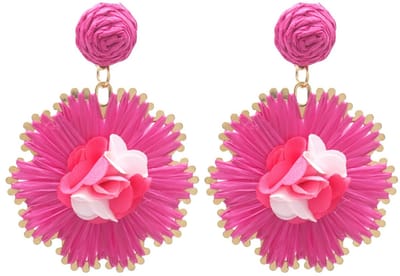 Oorbellen Bloemen – Kunststof – 6x4.5cm – Roze