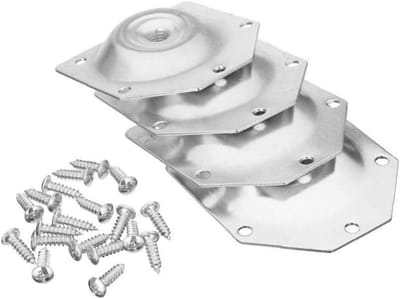 Bankpoten Bevestigingsplaten - Meubelpoten Platen - Meubels Verstevigen - Schuine Poot Montage - 70x67x1.2mm - Zilver