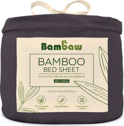 Bambaw Luxe Bamboe Hoeslaken 160x200cm – Ultra ademende stof – Hypoallergeen – Beddengoed - Houtskool