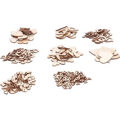 400 stuks houten holle hartchips, decoratieve houten plakjes, knutselwerkjes voor bruiloften en feesten white