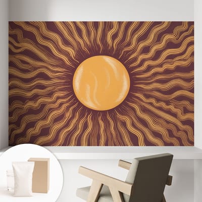 Coloray Behang - Zonnestralen Wandbekleding - 104x70 cm - Bruin Behang - Voor liefhebbers van kunst en abstracte patronen - Behang Voor de woonkamer, slaapkamer en kantoor - Vliesbehang Deel