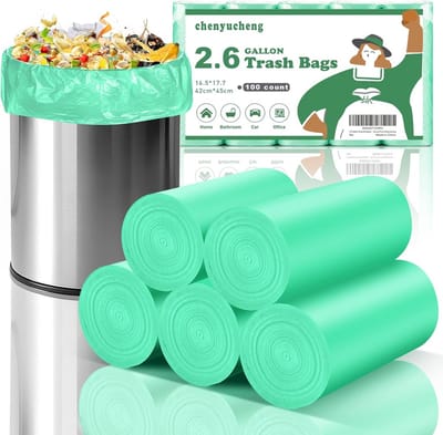 Kleine Vuilniszakken - Mini Afvalzakken - Huishoudelijk Gebruik - Biologisch Afbreekbaar Materiaal - 10 Liter 100 Stuks - Groen