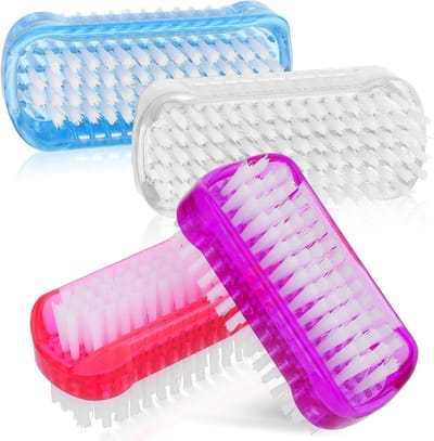 Nagelborstels -Handwasborstel - 4 Stuks Dubbelzijdige Plastic Nagelreinigers - Multifunctioneel voor Nagelriemen Vingers en Tenen - Met Handvat voor Dagelijks Gebruik - Geschikt voor Kinderen en Volwassenen - 4 Verschillende Kleuren