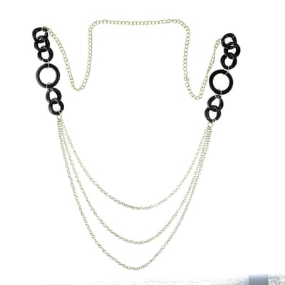 Behave - Lange ketting zwart goudkleur met lagen - Elegant avondstijl