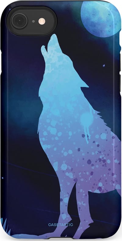 Casetastic Hoesje Geschikt voor Apple iPhone 7/8/SE - Stijlvolle Beschermende Duo-layer Case - Blauwe Wolvennacht