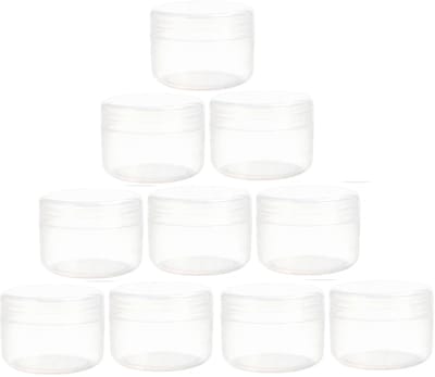 Allecto - Lege Plastic Cosmetica Potjes - 50g - Ideaal voor Crème en Make-up Samples - Set van 10 - Handige Deksels - Perfect voor Opslag - Transp