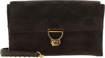 COCCINELLE Leren Schoudertas Arlettis Suede Handbag Bark Donkergroen