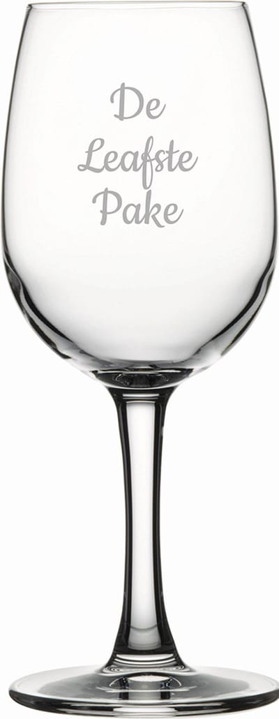 Gegraveerde witte wijnglas 26cl De Leafste Pake