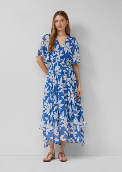 Rok van mousseline met all-over print en smockdetail dames s.Oliver