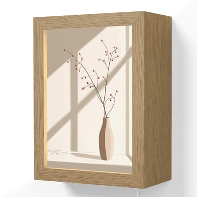 Wandlamp 15x20 cm - Oplaadbaar - Vaas - Takken - Bessen - Minimalistisch - Wandlampen binnen woonkamer - Slaapkamer lamp met kabel - Decoratieve nachtlamp - Vloerlamp snoer