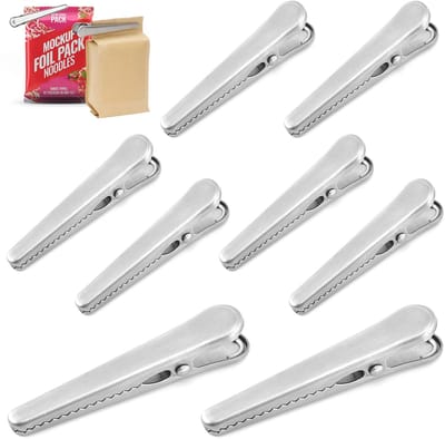 Dailygoods- Zakklemmen 10 Stuks - Roestvrij Staal - Voedselclips - Sluitklemmen - Krokodillentang - Afmetingen 8/11,5 cm