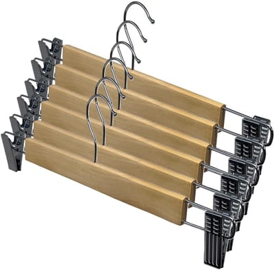 Excellent Houseware Kledinghangers voor rokken / broeken - 6x stuks - hout - 33 cm - broekhangers