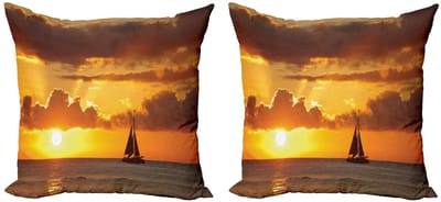 ABAKUHAUS Zeilboot Kussenhoes Set – 2x40x40 cm – Dubbelzijdig – Marigold