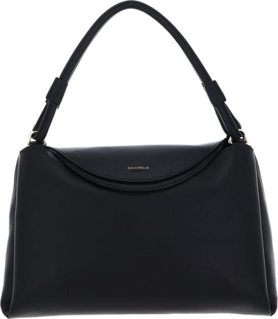 COCCINELLE Leren Schoudertas Eclyps Handbag Grained Leather Noir Zwart