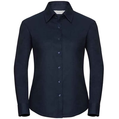Russell Collection Dames/Dames Oxford Overhemd Met Lange Mouwen (Heldere marine)