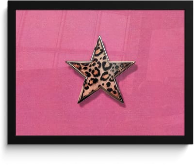 Poster in lijst - Fotolijst 40x30 cm - Posters - Ster - Luipaard - Print - Roze - Posterlijst zwart - Decoratie - Wanddecoratie woonkamer - Muurdecoratie slaapkamer