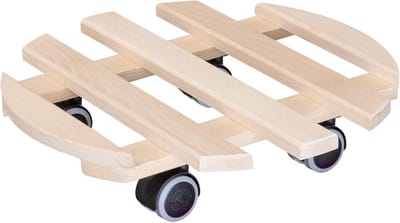 Plantenroller van Massief Beukenhout Ø 35 cm - Zwenkwieltjes voor Binnenplanten - Draagkracht 100 kg