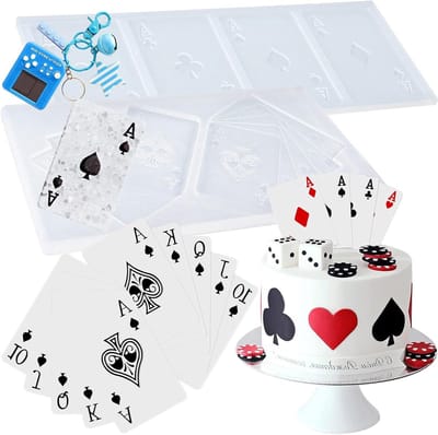 Siliconen Mallen voor Pokerkaarten met 4 Azen en Vier van een Soort voor Epoxy, Fondant en Chocolade Decoratie - Set van 2