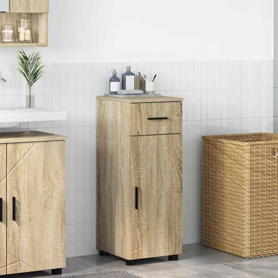 vidaXL - Badkamerkast - Sonoma - Eik - 30 - x - 35 - x - 80 - cm - Bewerkt - hout, - Metaal
