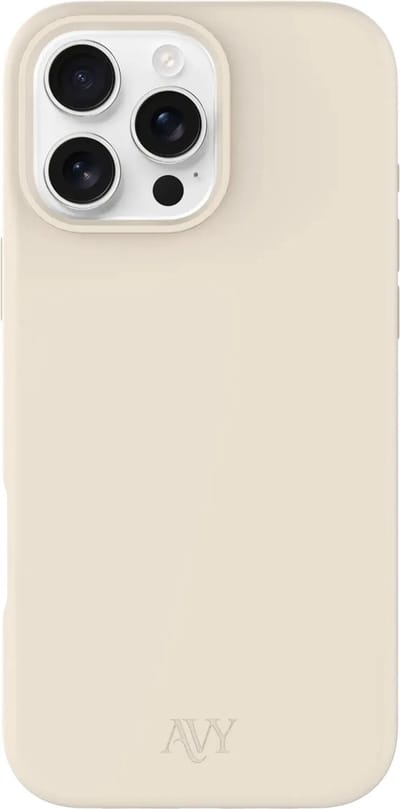 AVY Hoesje geschikt voor Apple iPhone 16 Pro | Compatibel met MagSafe | Back Cover | Liquid Silicone | Comfortabel in de Hand | Beige