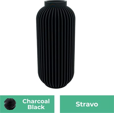 Stravo moderne vaas – Decoratieve vaas - Zwart - 3d geprinte vaas – geschikt voor droogbloemen - 25CM