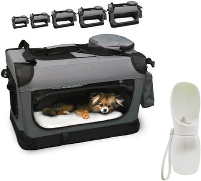 Opvouwbare Hondentas voor Vervoer van Huisdieren - Dierentransportbox voor Honden en Katten (M, Grijs)