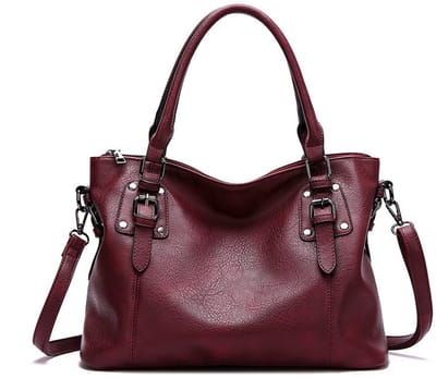 Handtas dames - Schoudertas PU leren schoudertas - Grote capaciteit - Zacht leer Retro - Tote Schoudertassen - Met handvat en crossbody -handvat - Paars
