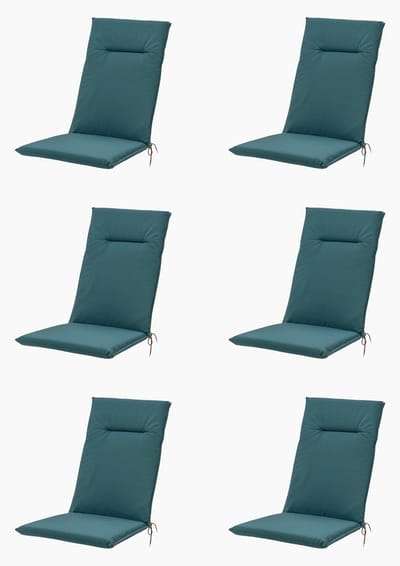 Madison - Tuinkussens - Hoge Rug - 6 st - Eco Aegon Blue - 123x50cm - Blauw - Met lint