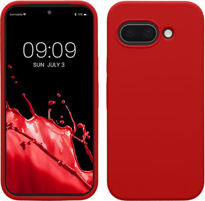 kwmobile telefoonhoesje geschikt voor Google Pixel 9a - Hoesje met siliconen coating - Smartphone case in klassiek rood