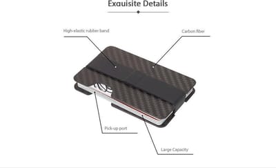 Jumada's Kaarthouder met Geldclip van Carbon - Anti RFID - Creditcard holder - Money clip - Je pasjes zijn met deze kaarthouder altijd veilig voor scammers - Anti-scam