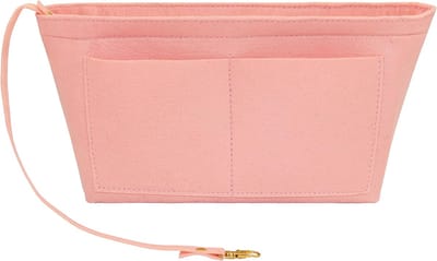Famanu – Handtas-organizer van vilt - inclusief sleutelhangers aan het hengsel - diverse vakken voor portemonnee - make-up - kleur: roze - maat XL