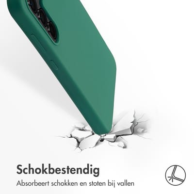 Accezz Hoesje - Geschikt voor Samsung Galaxy S24 FE - Liquid Silicone Backcover met Magnetische Ring - Forest Green