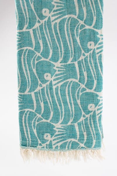 Kaunos – Turkse hamamdoek – 100x180 cm – katoen – licht & sneldrogend – turkoois