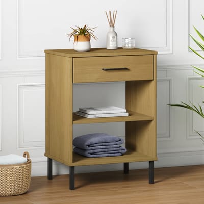 vidaXL - Wandkast - met - metalen - poten - OSLO - massief - grenenhout - bruin