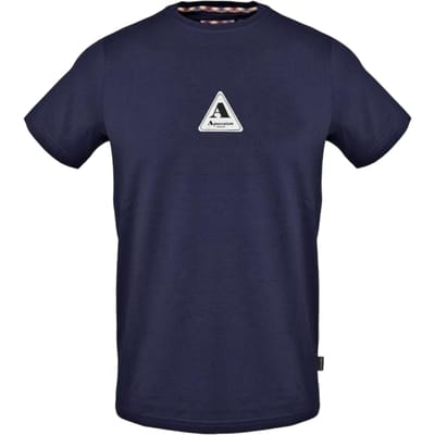 Aquascutum Heren-T-shirt met logo en ronde hals (Marine)