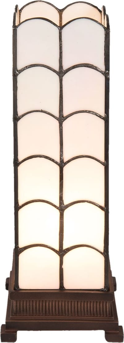 LumiLamp Tiffany Tafellamp 5LL-5929 14*14*36 cm / E14/max 1*25W - Wit Glas in lood Tiffany BureaulampTiffany Lampen