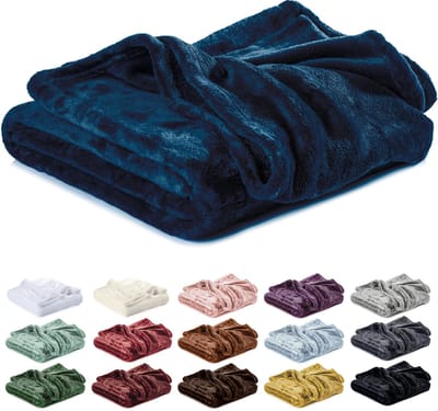 Lavea® Fleece Deken 130x150 cm – 1-persoons, Zacht – Warme Woondeken van Pluizige Microvezel voor Bank en Bed, Ademend en Wasbaar – Nachtblauw