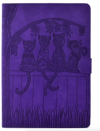 Bescherm-Etui Hoes Map geschikt voor Samsung Galaxy Tab S9 FE - S10 FE - 10.9 - Cartoon Cats - Paars