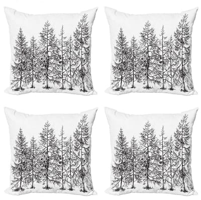 ABAKUHAUS winter kussenhoes – 4x40x40 cm – dubbelzijdig bedrukt – zwart/wit