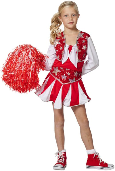 Cheerleader Jurk Kind Rood - Maatkeuze: Maat 116