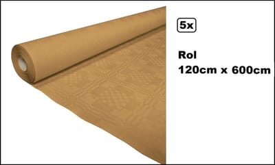5x Tafelrol tafelkleed goud 120cm x 600cm papier - totaal 30 meter - Party diner food festival eten fun thema feest party