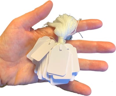 100 Prijskaartjes met koord - 2,2x3,5cm - 100stuks - Wit